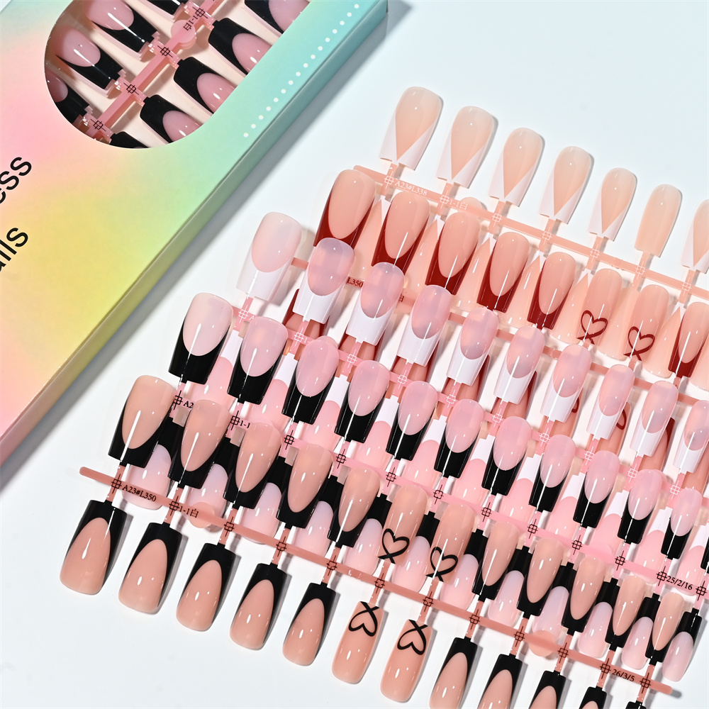 Nail Art Wedding - 120Pcs Medium Square French Press On
