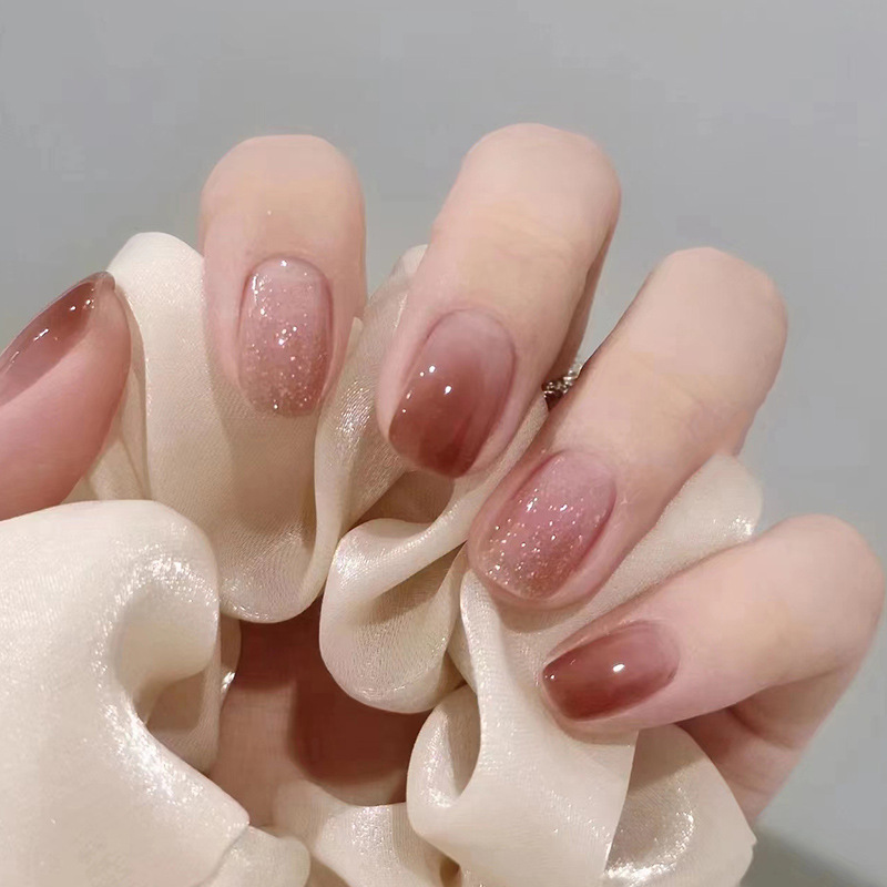 Nail Art Wedding - 24pcs Bright Pink Gradient Color Fake