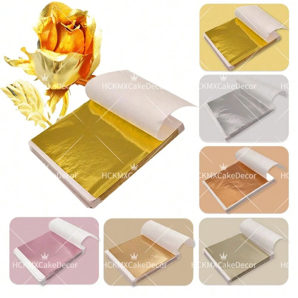Nail Art Wedding - 100pcs Imitation Gold Foil Sheets Multi-Color