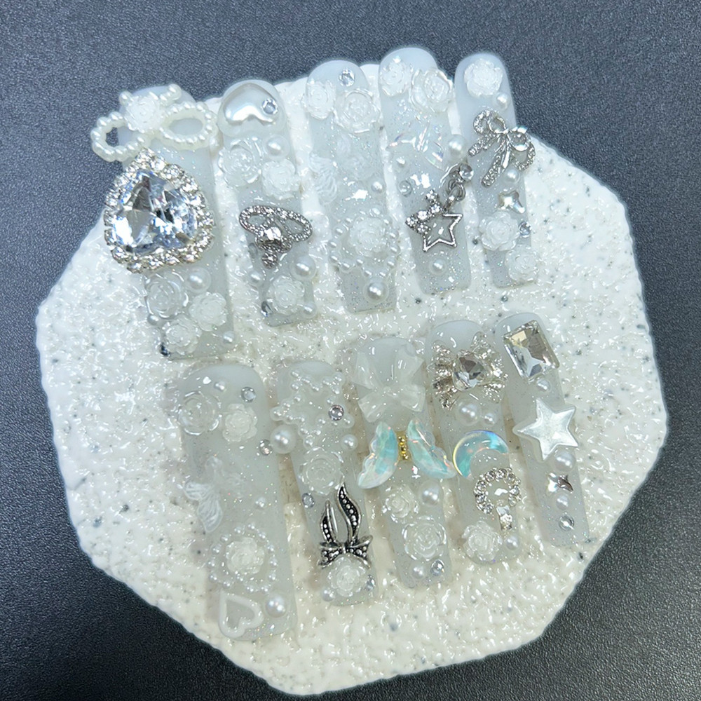 Nail Art Overlay - 10PCS Cute Jirai Kei White Handmade