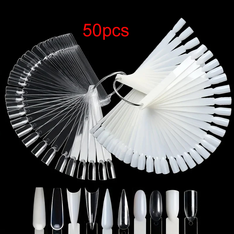 Nail Art Overlay - 50 Nail Sample Sticks with Rings,
