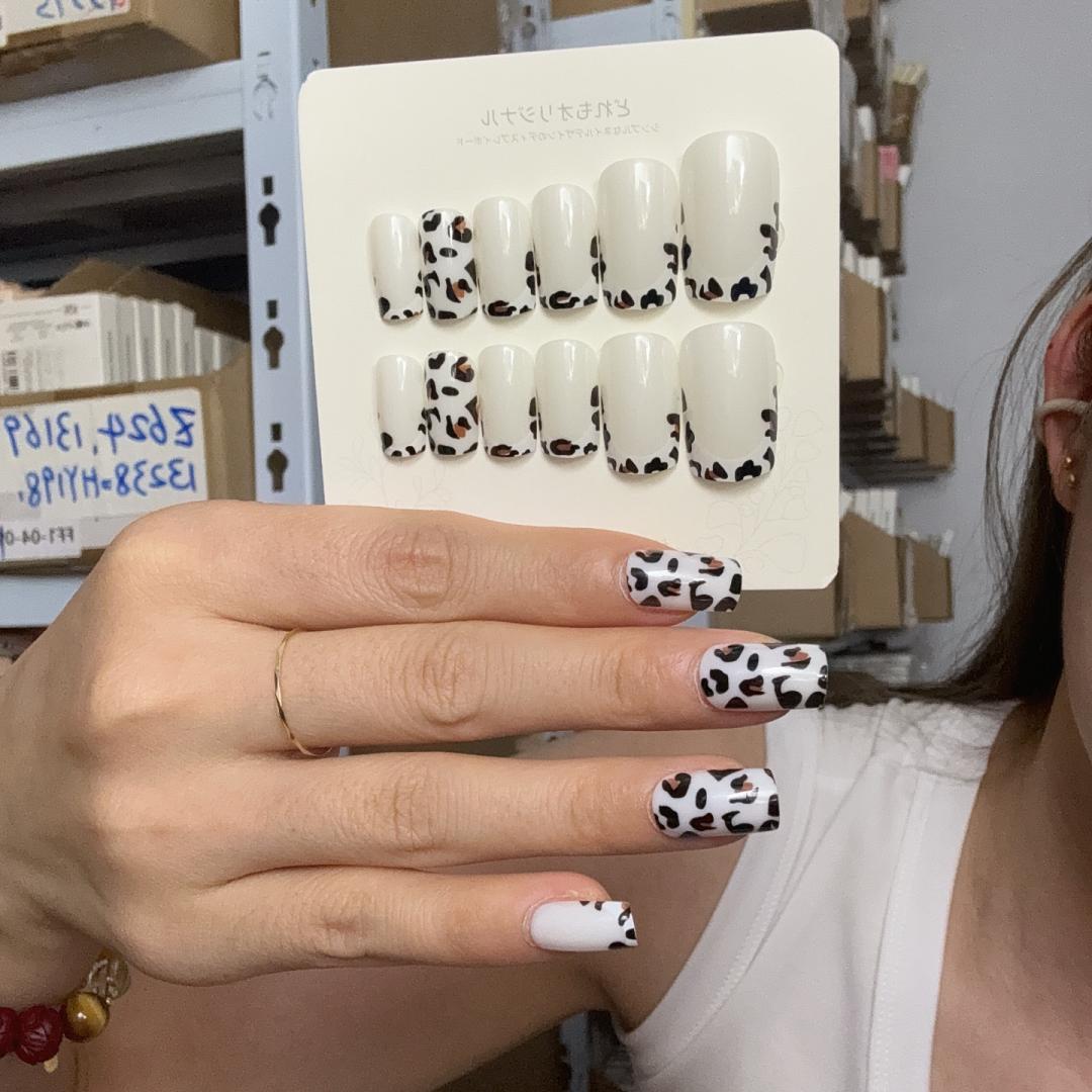 Nail Art Leopard - 24pcs/box Leopard Print French Press on