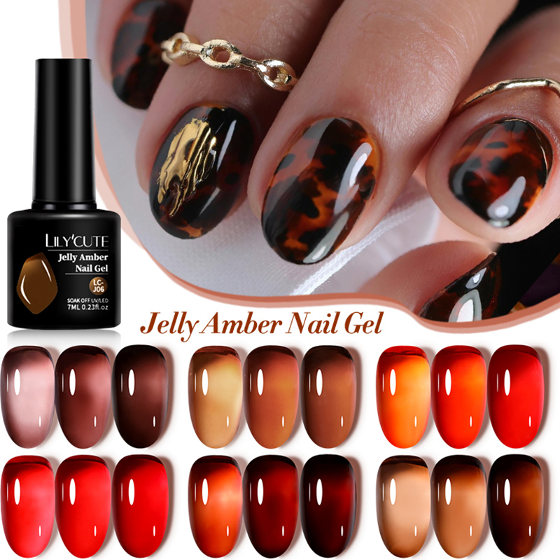 LILYCUTE 7ML Jelly Amber Gel N - Nail Art Leopard 评论和价格