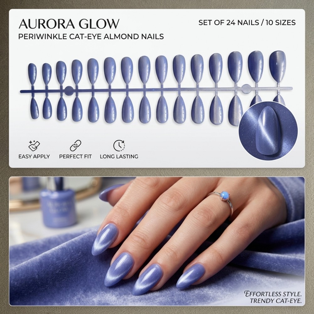24PCS Short Square Press on Na - Nail Art Extension Cat Eye 评论和价格