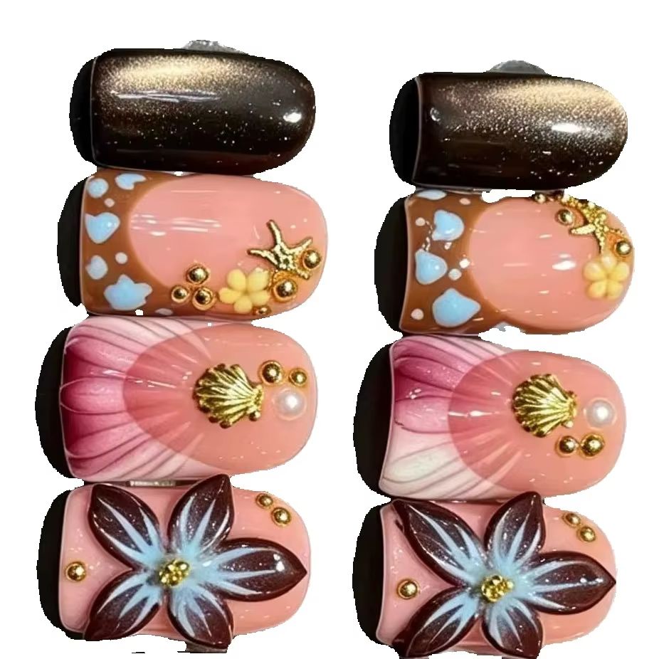10Pcs/set Nude Pink Gradient S - Nail Art Leopard 评论和价格