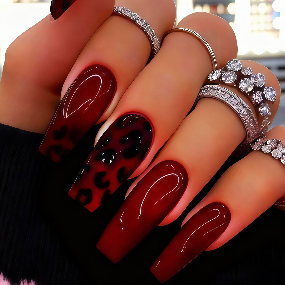 Medium fake nails tips for wom - Nail Art Leopard 评论和价格