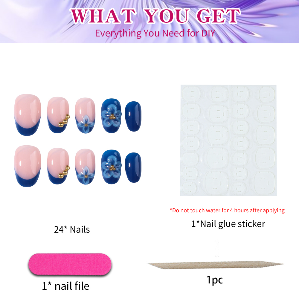 24pcs Short Oval 3D Gel Nail S - Nail Art Ideas 评论和价格