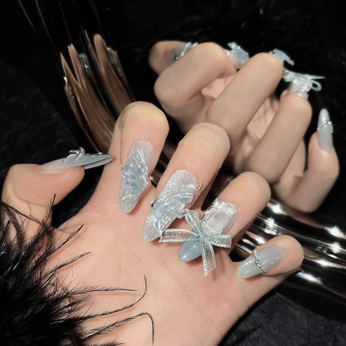 10pcs Pure Hand Pressed Long O - Nail Art Ideas 评论和价格