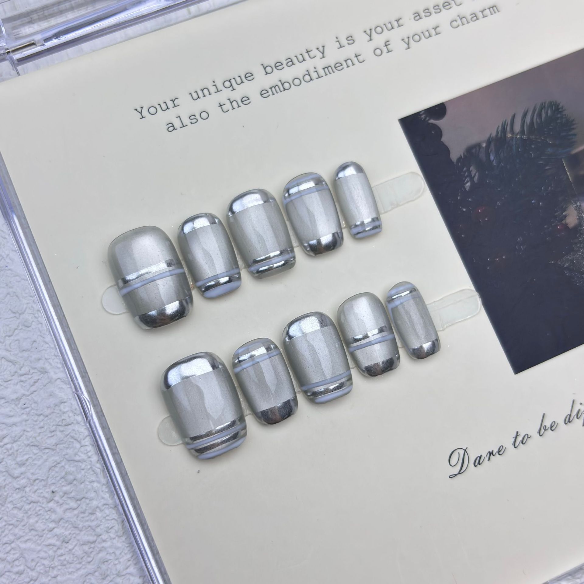 10pcs Aurora Chrome Press on N - Nail Art Overlay 评论和价格