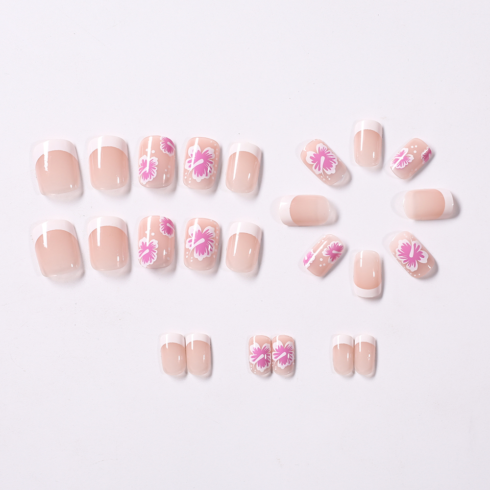 24Pcs French Flower False Nail - Nail Art Wedding 评论和价格