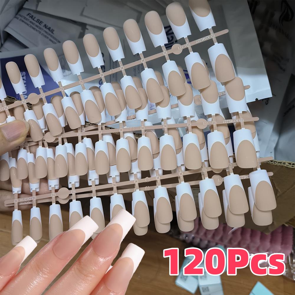 120Pcs Nude French Fake Nails  - Nail Art Wedding 评论和价格