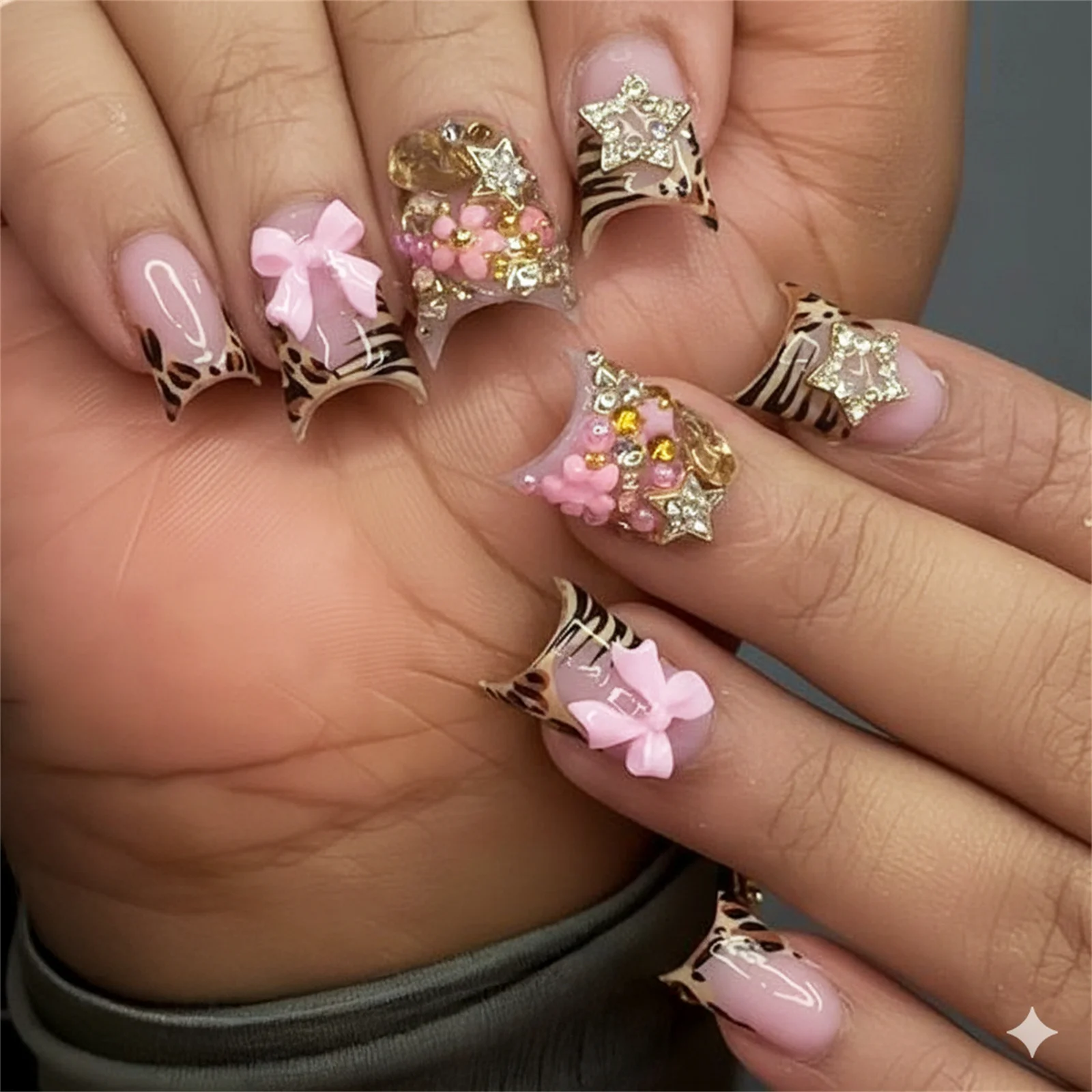 24Pcs Short Duckbill Press On  - Nail Art Leopard 评论和价格